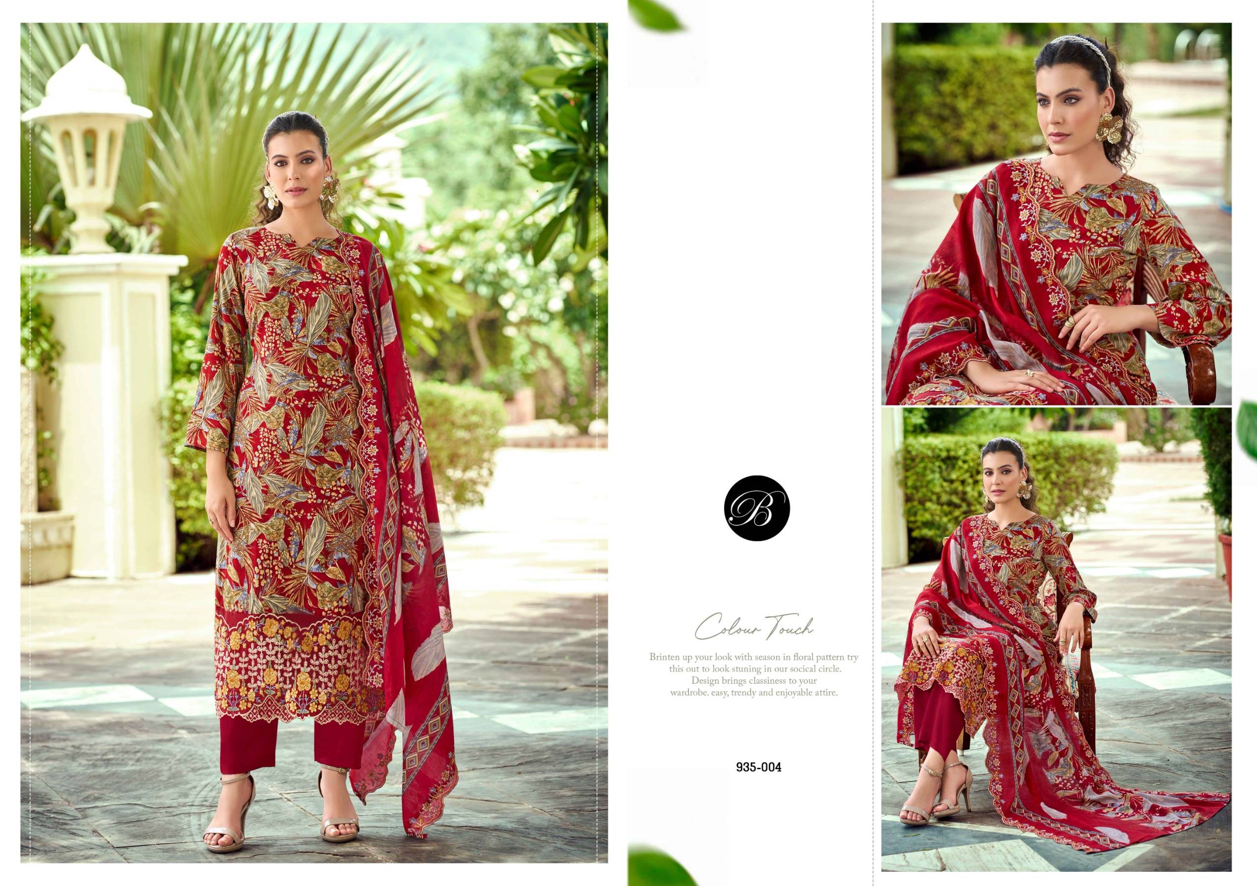 SANJEEDA By Belliza 935-001 To 935-006 Series Designer Suits pure viscose  Dresses At Wholesale Price